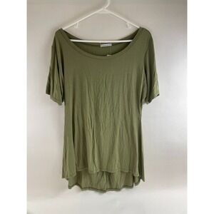 Amanda Blu T-shirt Women's Size M Solid Green Short Slv Boatneck Fit and Flare
